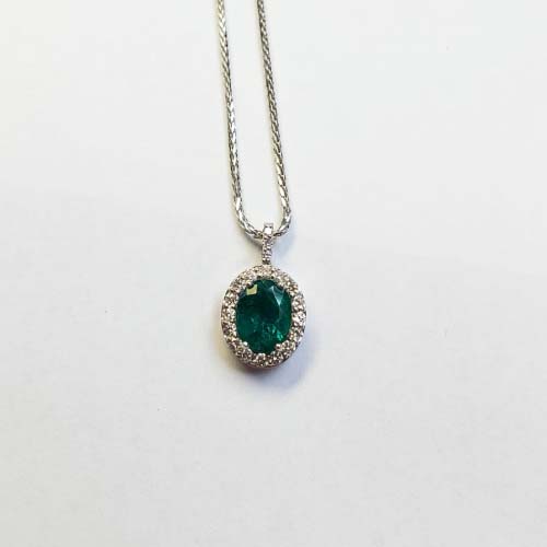 Deep Green Emerald & Diamond Pendant – Adorian Jewelry