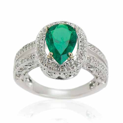 White Gold Emerald & Diamond Ring – Adorian Jewelry