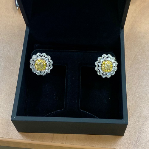 Fancy Vivid Yellow VVSI Diamond Earrings – Adorian Jewelry