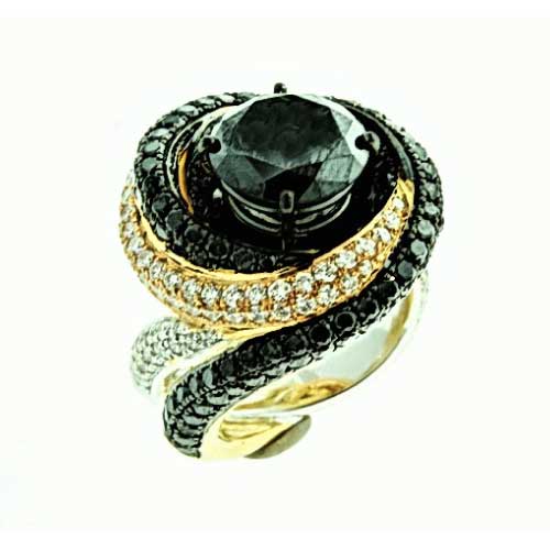 Black Diamond & Yellow Gold Ring – Adorian Jewelry