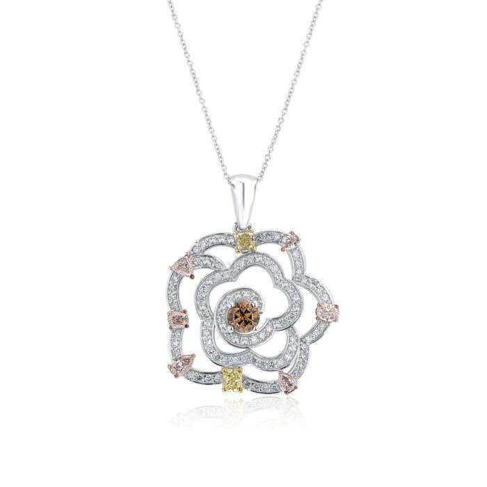 Yellow & Orangy Brown Diamond Pendant