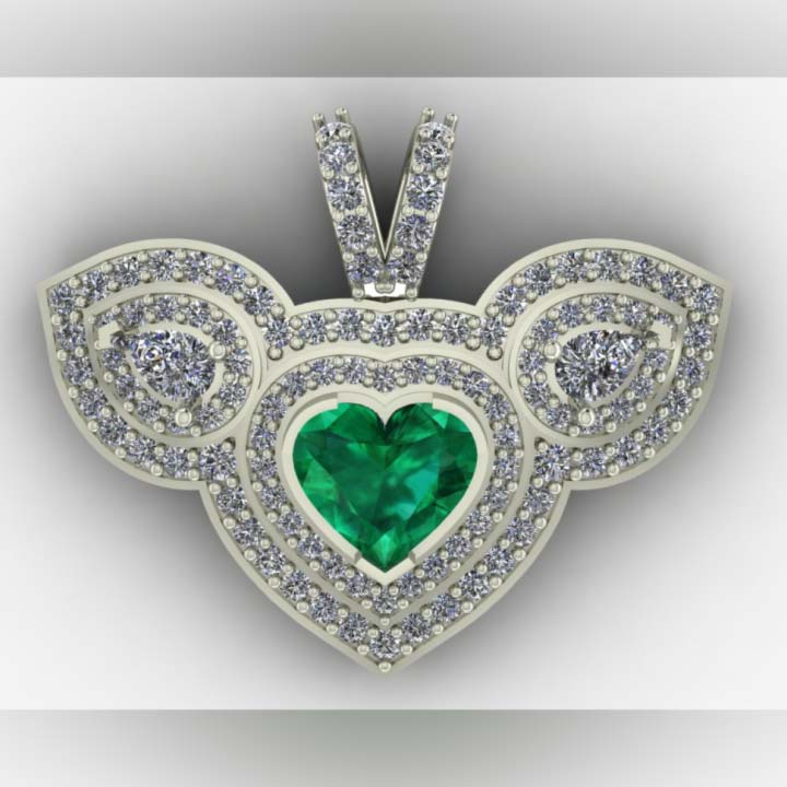 Heart Shaped Emerald & Diamond Pendant - Adorian Jewelry
