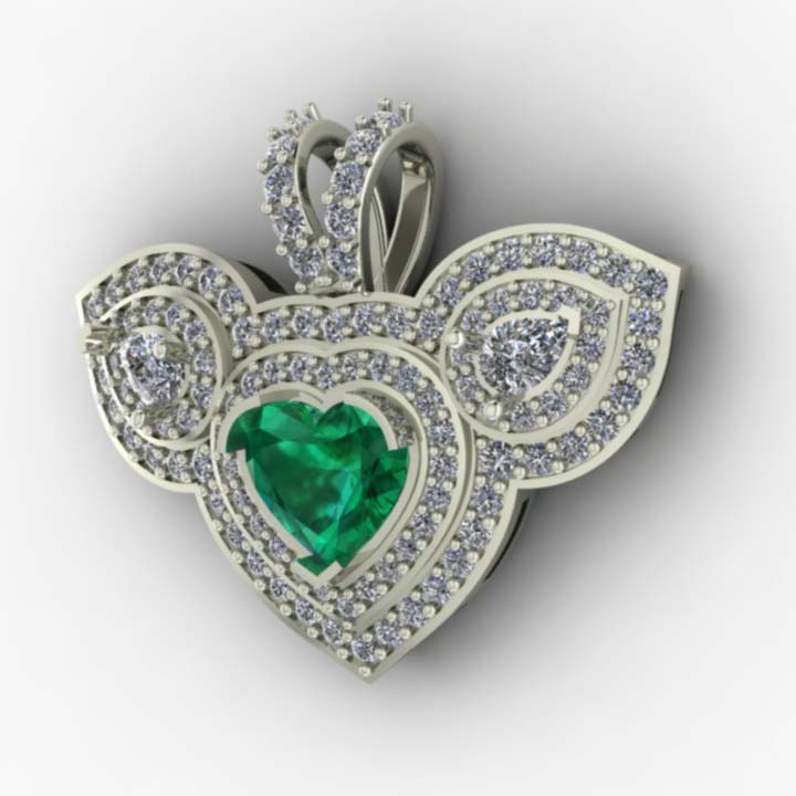 Heart Shaped Emerald & Diamond Pendant – Adorian Jewelry